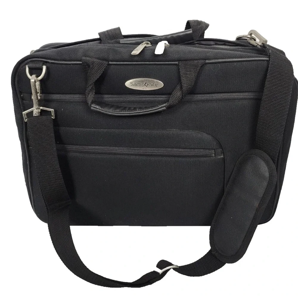 Samsonite 1910 Black Laptop Nylon Briefcase 17” Expandadle